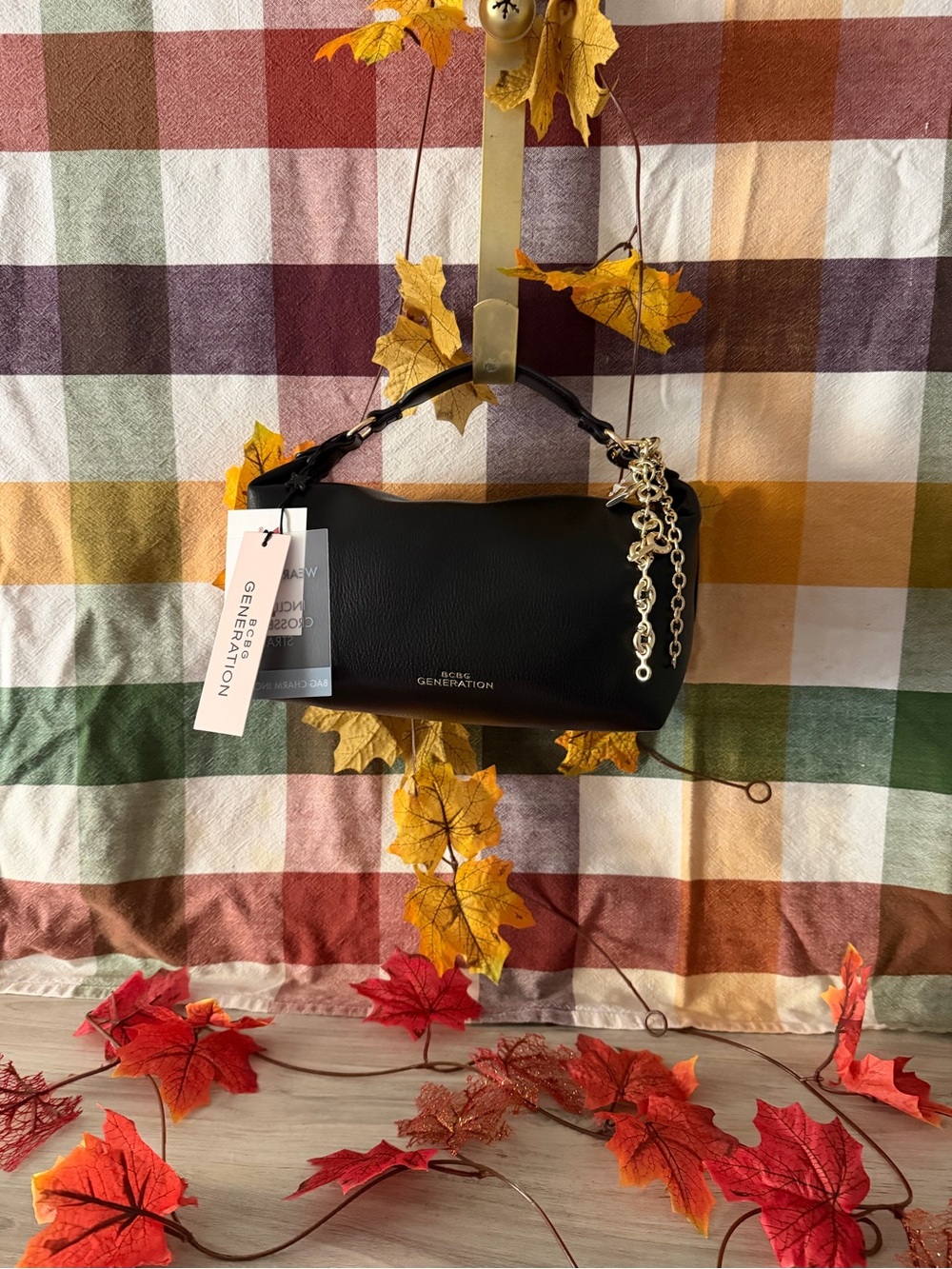 BCBG Generation Black Leather Shoulder Bag